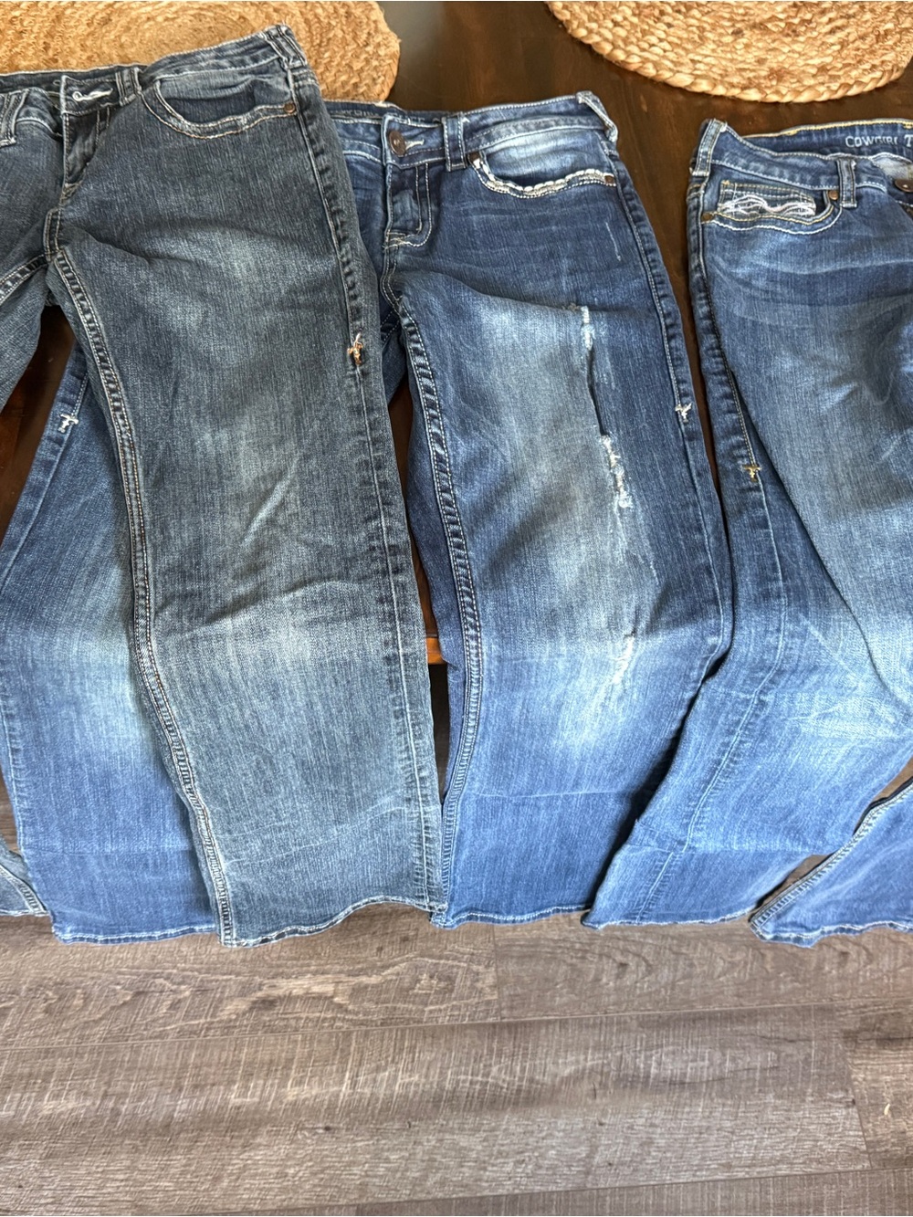 3 pairs of Cowgirl Tuff Women's Boot Cut Jeans - Blue Denim